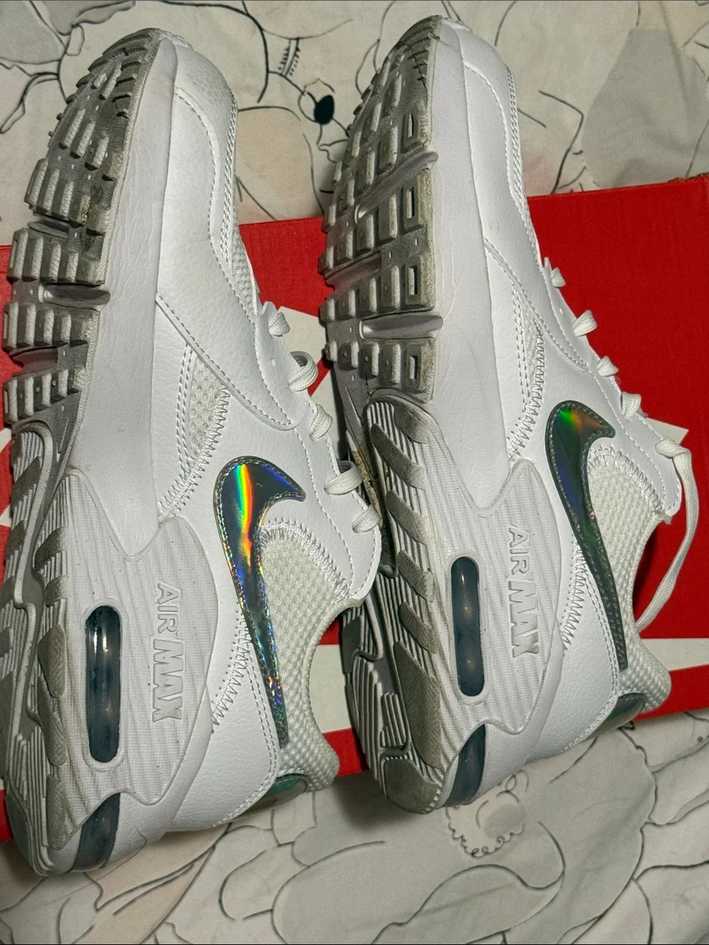 Nike Women’s Air Max White Sneakers with Holographic Swoosh